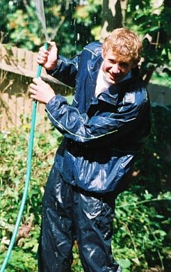 T-shirt and rain suit